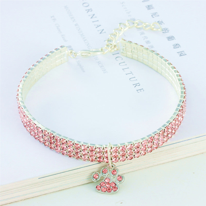 KFX-0221501 Diamond-Encrusted Elastic Pet Collar for Cats and Dogs - Multiple Colors Available