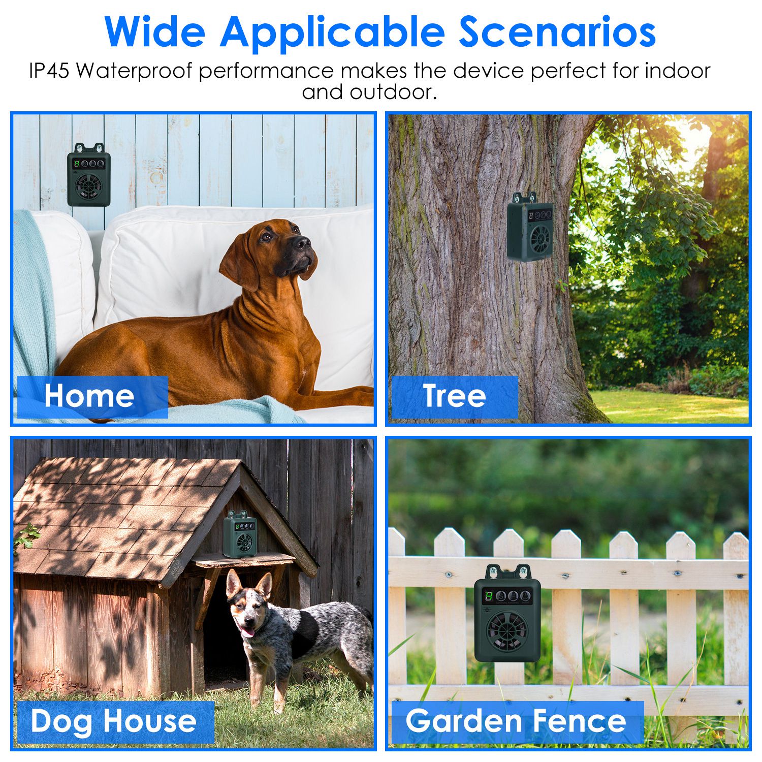 KFX-0222141 Ultrasonic Dog Bark Control Device with Adjustable Frequency and Sensitivity - 49.2 Feet Range