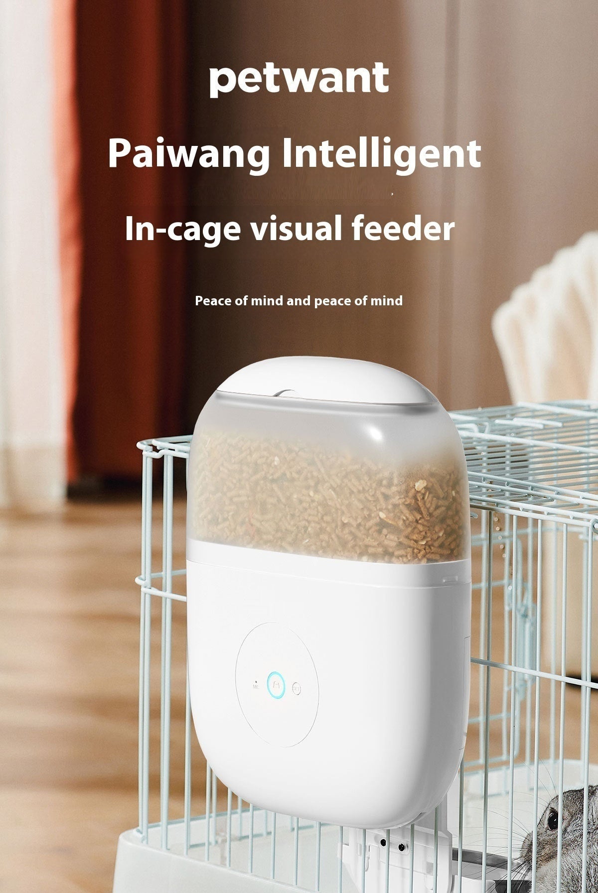 KFX-0222653 Automatic Pet Feeder with Remote Camera for Hamsters and Rabbits - Food Grade Materials, Battery & Plug-In Options