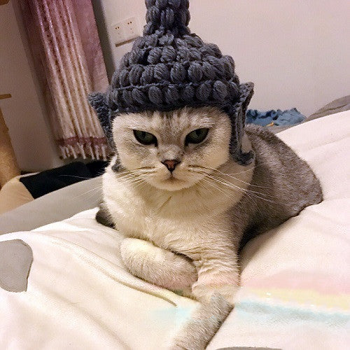 KFX-0223677 Cute Knitted Cat Hat for Pets - Available in Various Sizes