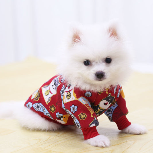 KFX-0223933 Stylish Two-Leg Pet Kimono Sweater for Small and Medium Dogs and Cats