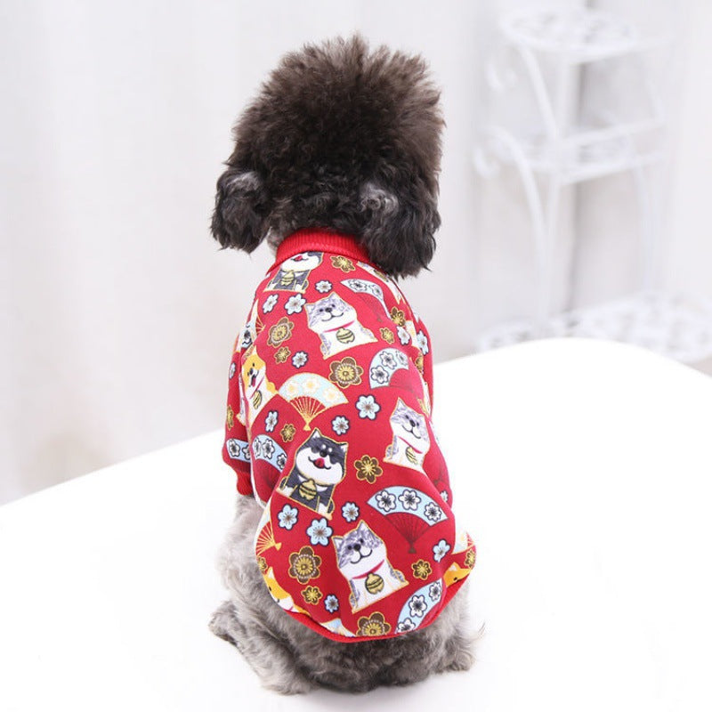 KFX-0223933 Stylish Two-Leg Pet Kimono Sweater for Small and Medium Dogs and Cats