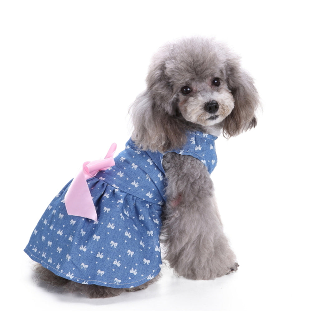 KFX-0225213 Pet Bow Skirt Summer Dress for All Sizes - Stylish Polyester Outfit
