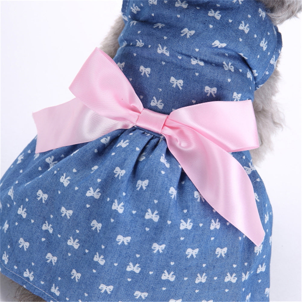 KFX-0225213 Pet Bow Skirt Summer Dress for All Sizes - Stylish Polyester Outfit