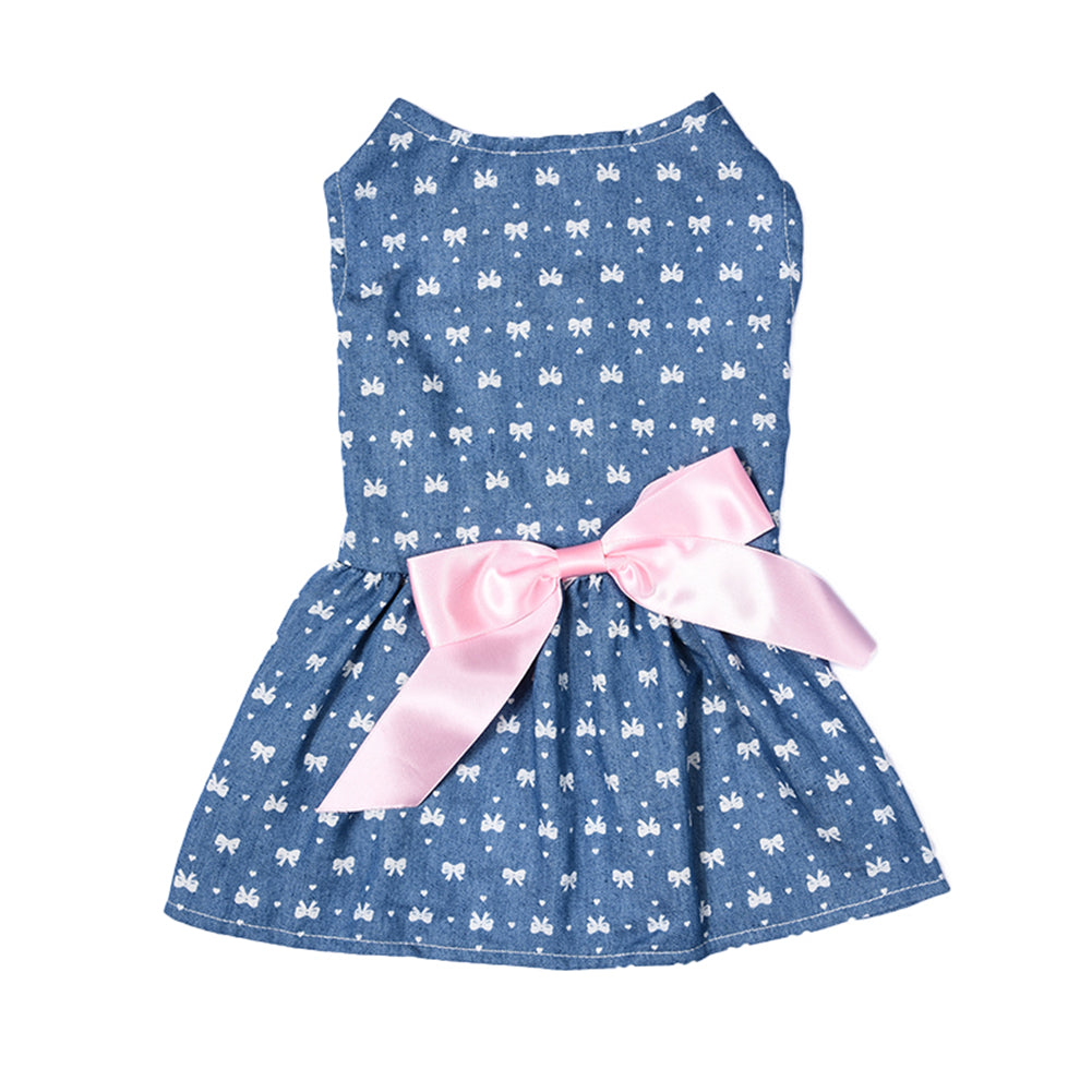 KFX-0225213 Pet Bow Skirt Summer Dress for All Sizes - Stylish Polyester Outfit