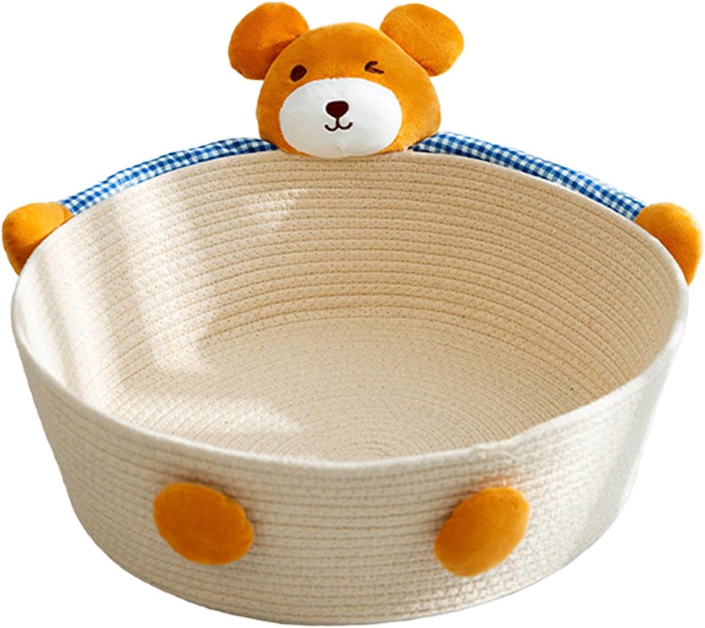 KFX-0226109 Cotton Rope Cat Bed and Scratcher with Multi-Purpose Woven Basket for Indoor Cats and Small Pets
