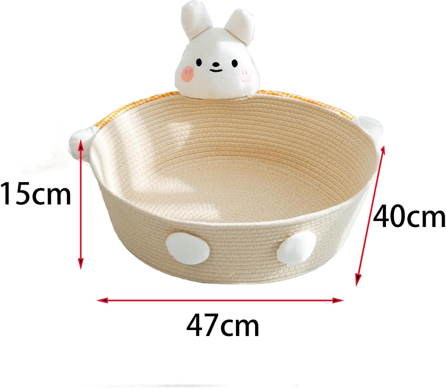 KFX-0226109 Cotton Rope Cat Bed and Scratcher with Multi-Purpose Woven Basket for Indoor Cats and Small Pets