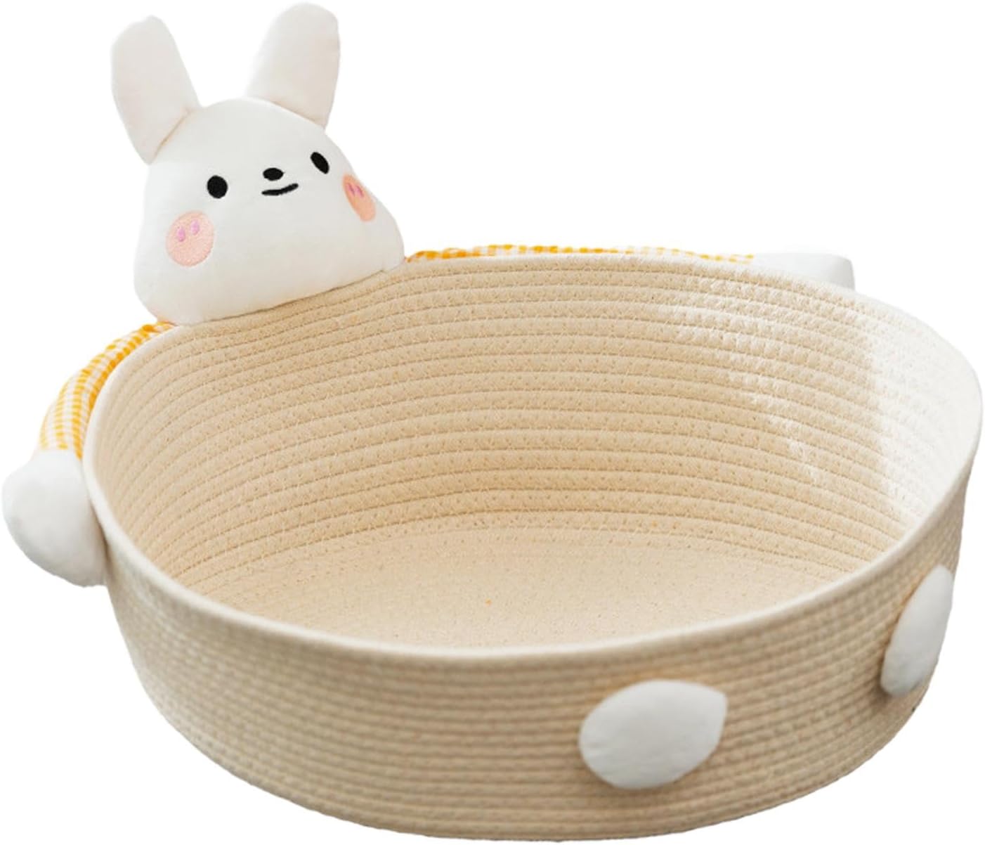 KFX-0226109 Cotton Rope Cat Bed and Scratcher with Multi-Purpose Woven Basket for Indoor Cats and Small Pets