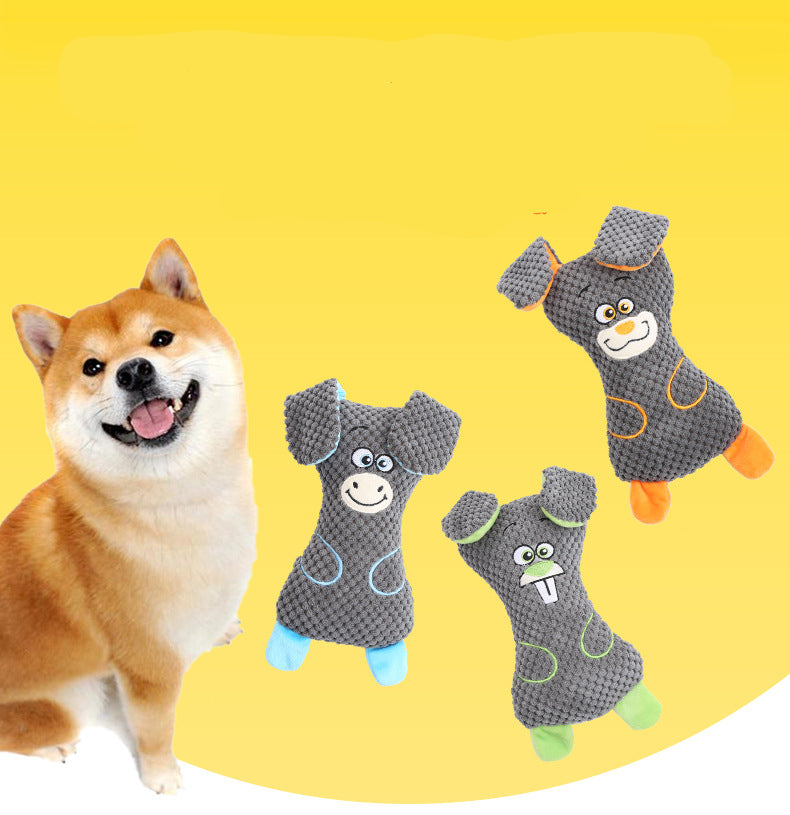 KFX-0226237 Interactive Dog Plush Toys with Squeakers for Teeth Cleaning and Playtime in Adorable Animal Shapes