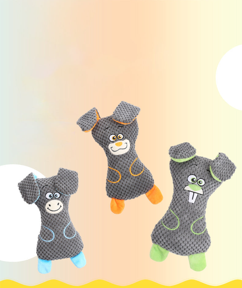 KFX-0226237 Interactive Dog Plush Toys with Squeakers for Teeth Cleaning and Playtime in Adorable Animal Shapes