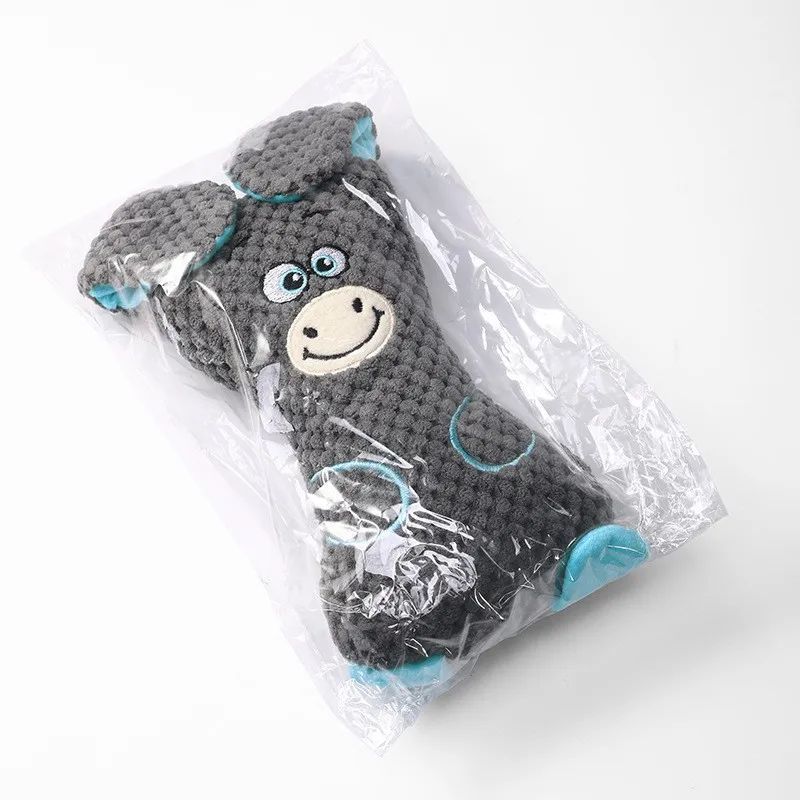 KFX-0226237 Interactive Dog Plush Toys with Squeakers for Teeth Cleaning and Playtime in Adorable Animal Shapes