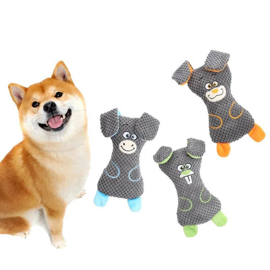 KFX-0226237 Interactive Dog Plush Toys with Squeakers for Teeth Cleaning and Playtime in Adorable Animal Shapes