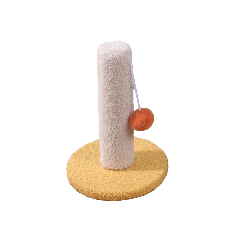 KFX-0227901 Sisal Scratching Pole with Small Shelf for Climbing and Resting in Yellow Rice and Blue