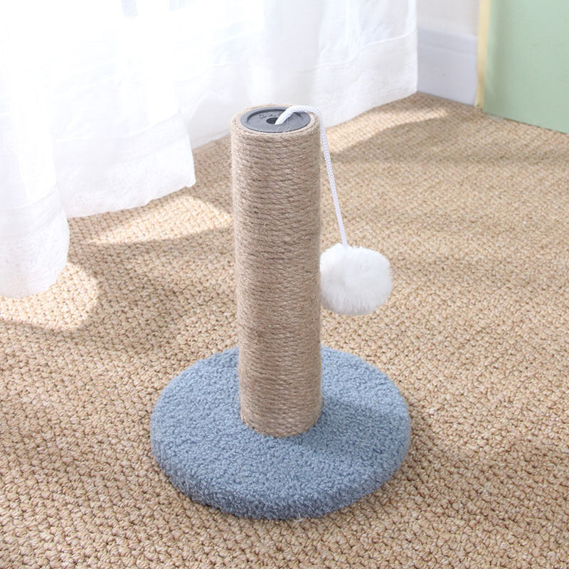KFX-0227901 Sisal Scratching Pole with Small Shelf for Climbing and Resting in Yellow Rice and Blue