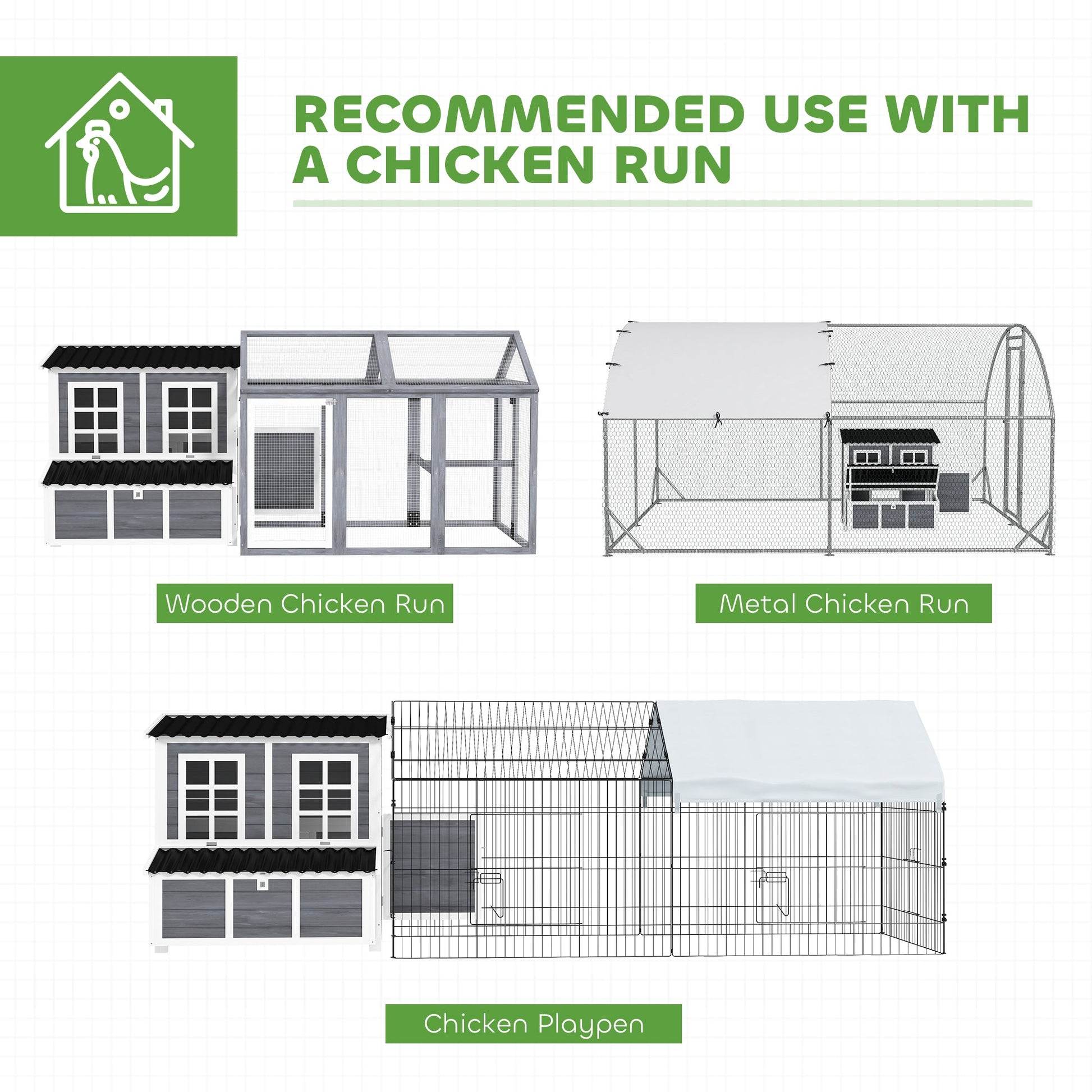 KFX-0228285 Spacious Wooden Chicken Coop with Nesting Box and Pull-Out Tray, Waterproof Roof for 4-6 Chickens