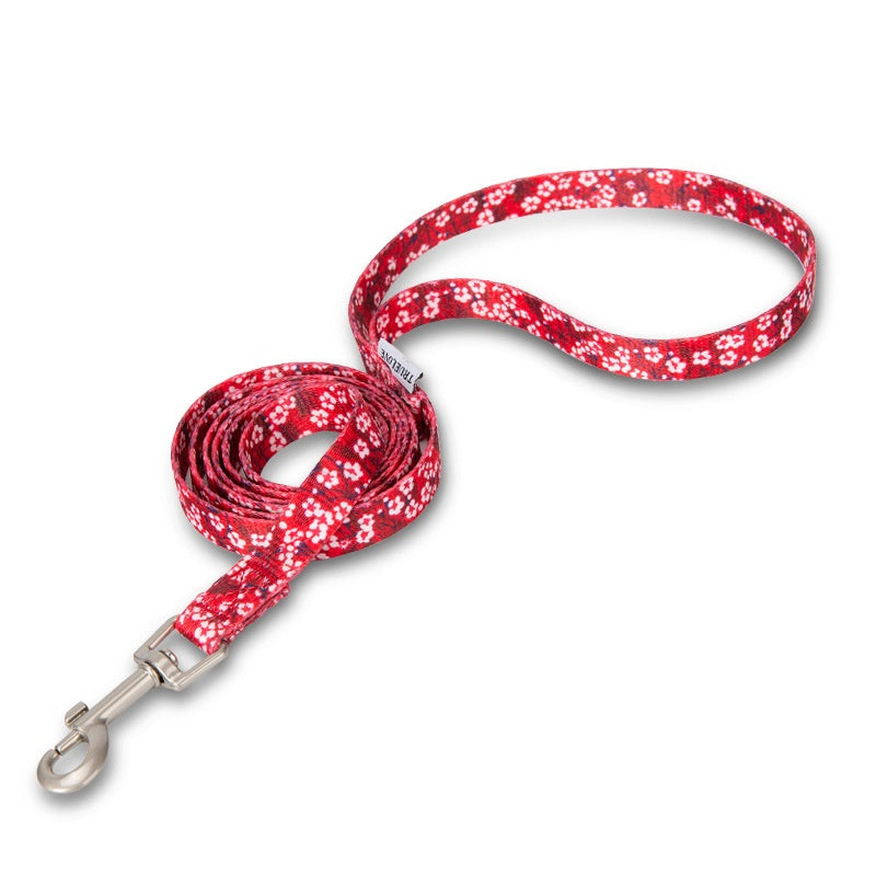 KFX-0228413 Floral Pattern Hand-Held Rope for Cats and Dogs - Durable Nylon Design, 1.3cm Width, 120cm Length