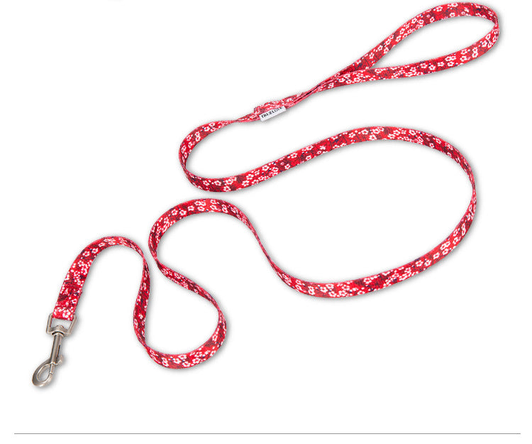 KFX-0228413 Floral Pattern Hand-Held Rope for Cats and Dogs - Durable Nylon Design, 1.3cm Width, 120cm Length