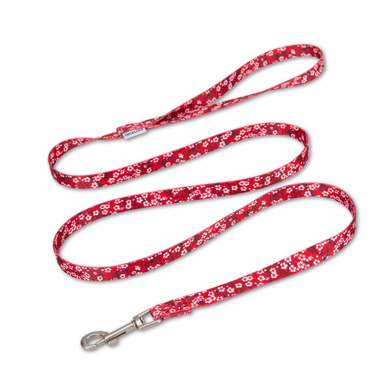 KFX-0228413 Floral Pattern Hand-Held Rope for Cats and Dogs - Durable Nylon Design, 1.3cm Width, 120cm Length
