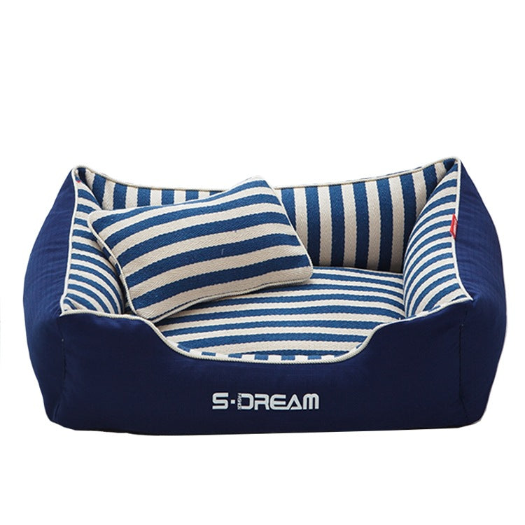 KFX-0228669 Removable and Washable Dog Kennel Mat with Mini Pillow - Four Seasons Design, Various Sizes Available