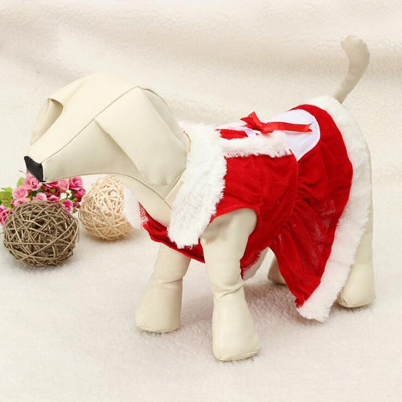 KFX-0228797 Cozy Red Plaid Dog Vest & Skirt Set for Small Dogs - Winter Pet Clothing