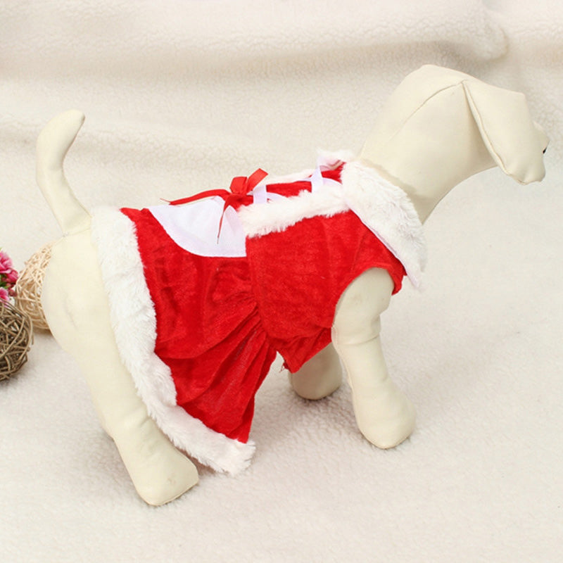 KFX-0228797 Cozy Red Plaid Dog Vest & Skirt Set for Small Dogs - Winter Pet Clothing
