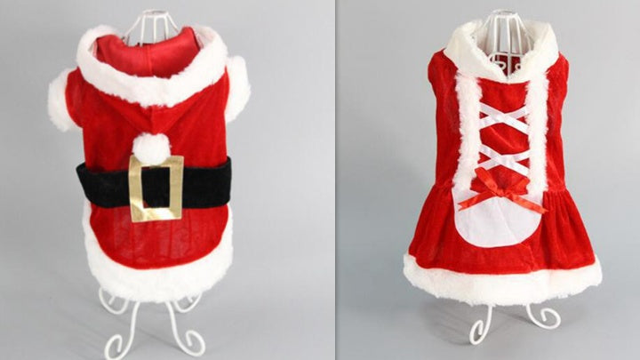 KFX-0228797 Cozy Red Plaid Dog Vest & Skirt Set for Small Dogs - Winter Pet Clothing