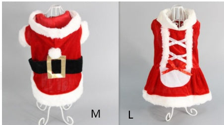 KFX-0228797 Cozy Red Plaid Dog Vest & Skirt Set for Small Dogs - Winter Pet Clothing