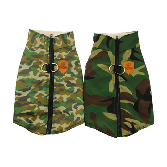 KFX-0229053 Warm Cotton Coat for Dogs in Camouflage Patterns - Dark Green & Light Green, Various Sizes Available