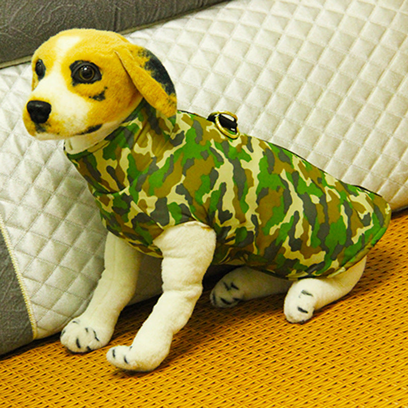 KFX-0229053 Warm Cotton Coat for Dogs in Camouflage Patterns - Dark Green & Light Green, Various Sizes Available
