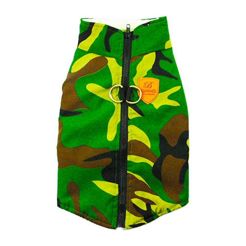 KFX-0229053 Warm Cotton Coat for Dogs in Camouflage Patterns - Dark Green & Light Green, Various Sizes Available