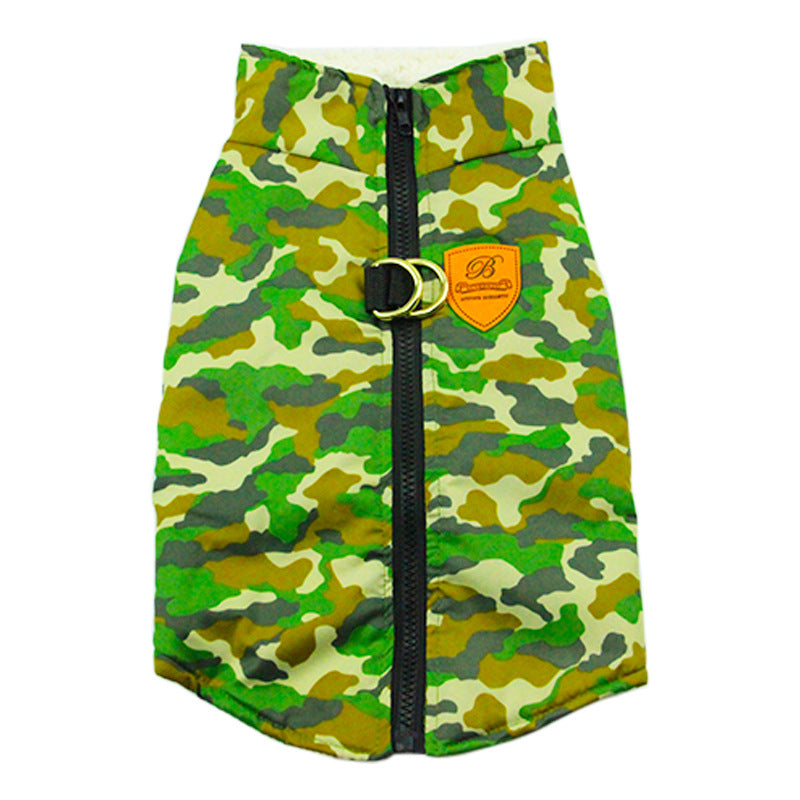 KFX-0229053 Warm Cotton Coat for Dogs in Camouflage Patterns - Dark Green & Light Green, Various Sizes Available