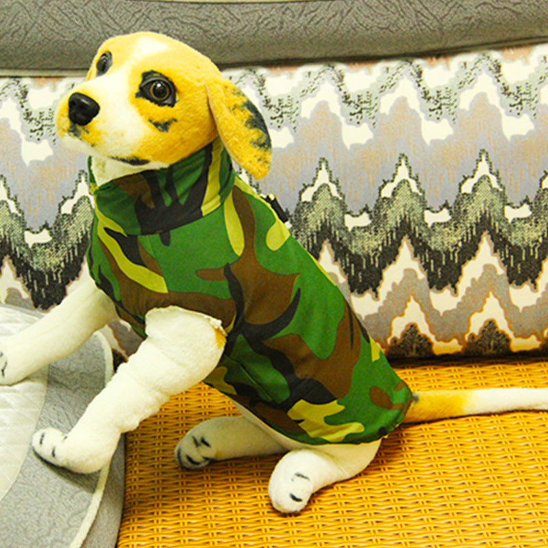 KFX-0229053 Warm Cotton Coat for Dogs in Camouflage Patterns - Dark Green & Light Green, Various Sizes Available