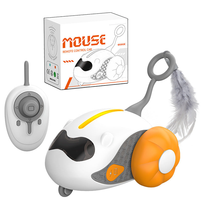 KFX-0229437 Remote Control Cat Teaser Toy with Charging Cable and Replacement Feathers