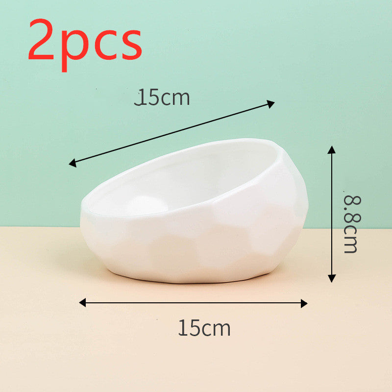 KFX-0230589 Ceramic Cat and Dog Bowl with Oblique Mouth Design in Multiple Colors