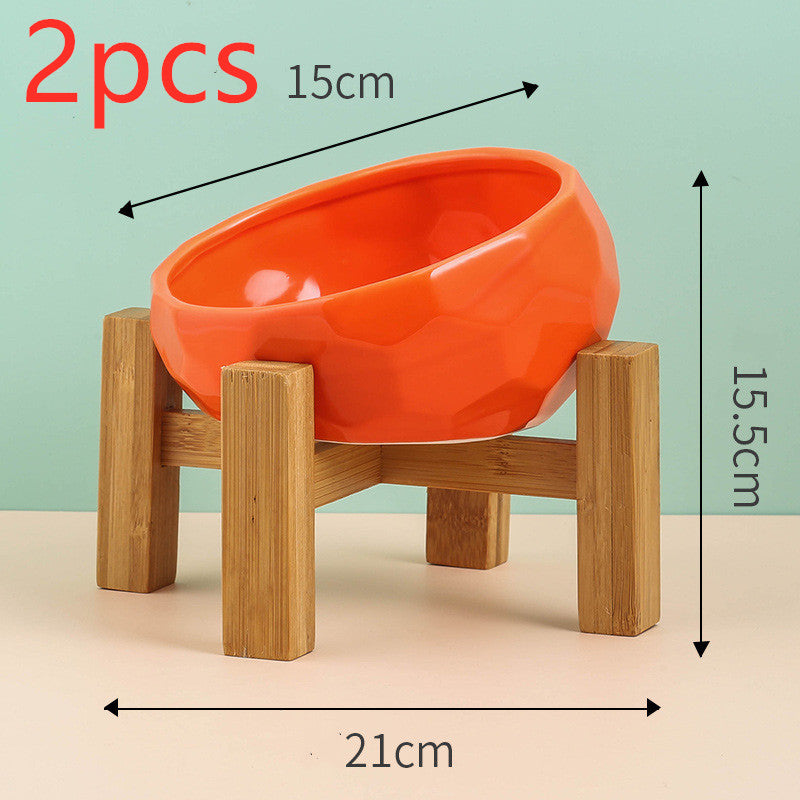 KFX-0230589 Ceramic Cat and Dog Bowl with Oblique Mouth Design in Multiple Colors