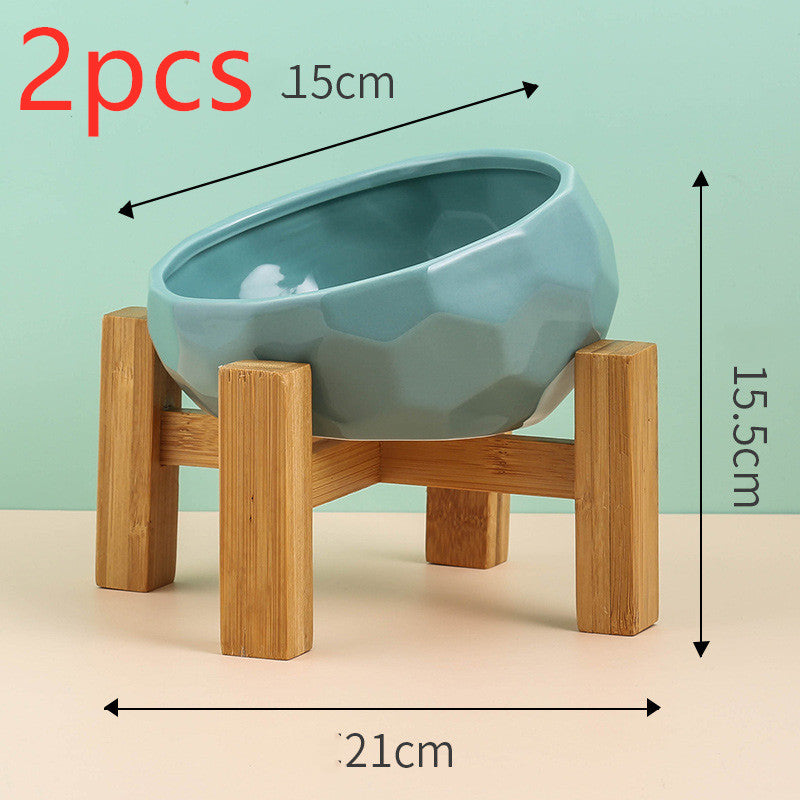KFX-0230589 Ceramic Cat and Dog Bowl with Oblique Mouth Design in Multiple Colors