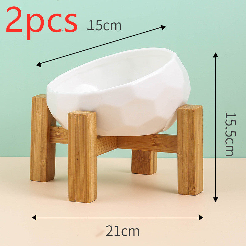 KFX-0230589 Ceramic Cat and Dog Bowl with Oblique Mouth Design in Multiple Colors