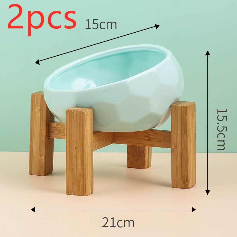 KFX-0230589 Ceramic Cat and Dog Bowl with Oblique Mouth Design in Multiple Colors