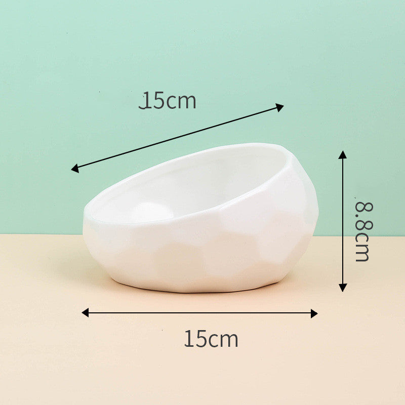 KFX-0230589 Ceramic Cat and Dog Bowl with Oblique Mouth Design in Multiple Colors