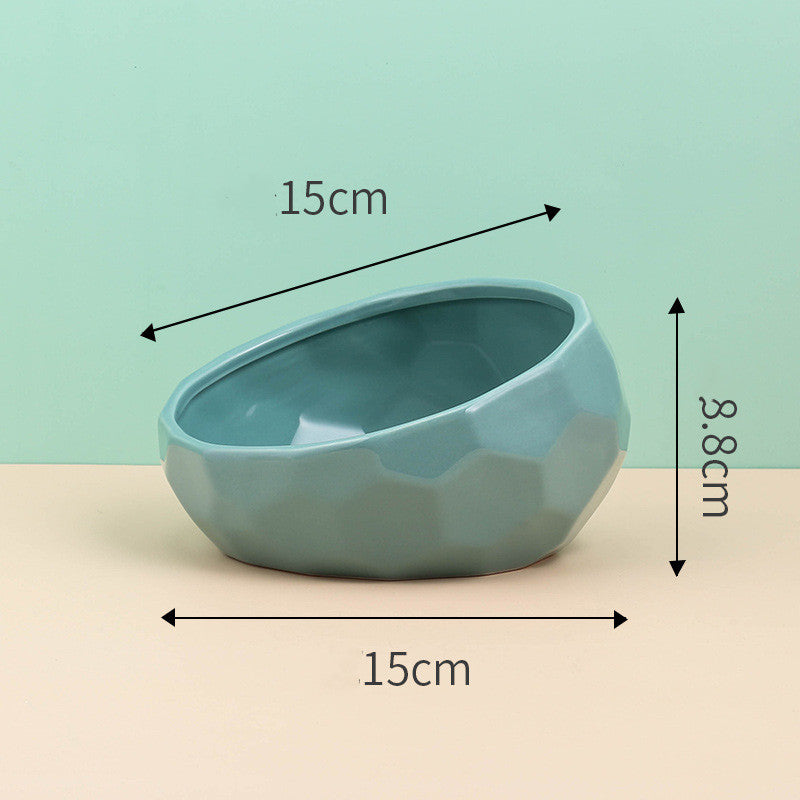 KFX-0230589 Ceramic Cat and Dog Bowl with Oblique Mouth Design in Multiple Colors