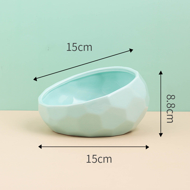 KFX-0230589 Ceramic Cat and Dog Bowl with Oblique Mouth Design in Multiple Colors
