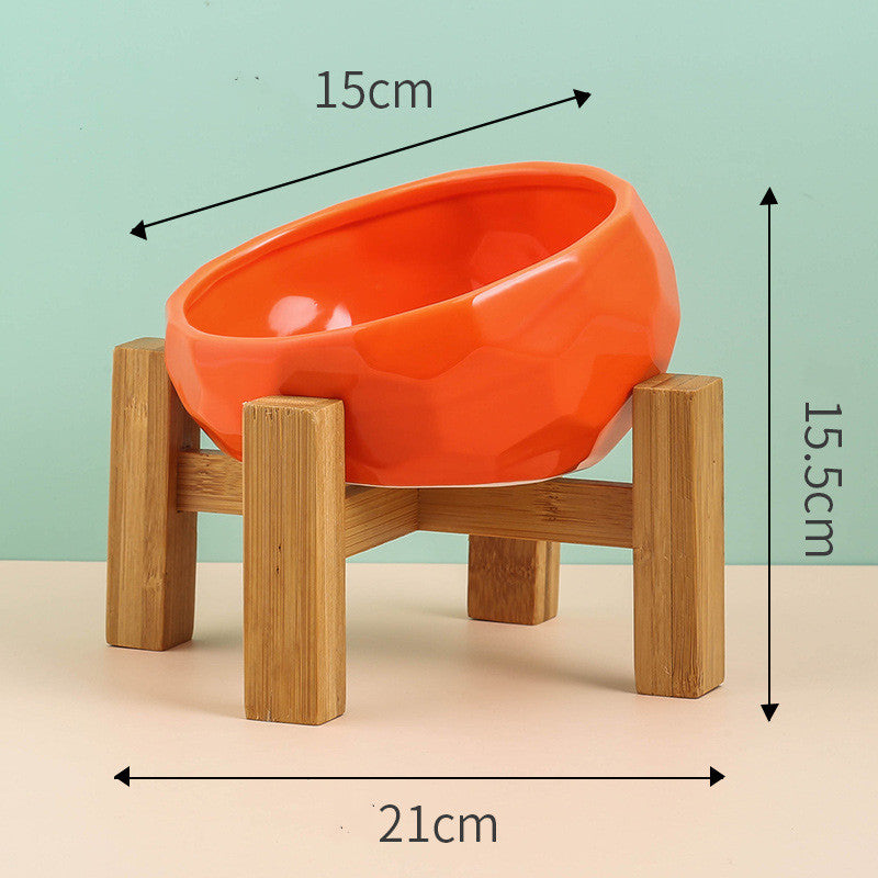 KFX-0230589 Ceramic Cat and Dog Bowl with Oblique Mouth Design in Multiple Colors