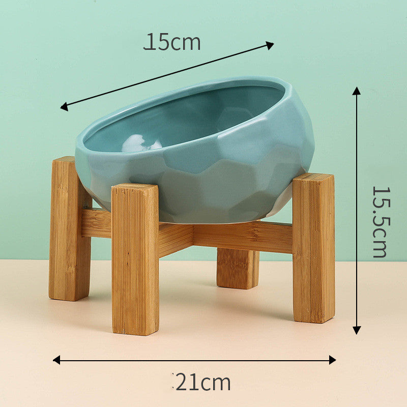 KFX-0230589 Ceramic Cat and Dog Bowl with Oblique Mouth Design in Multiple Colors