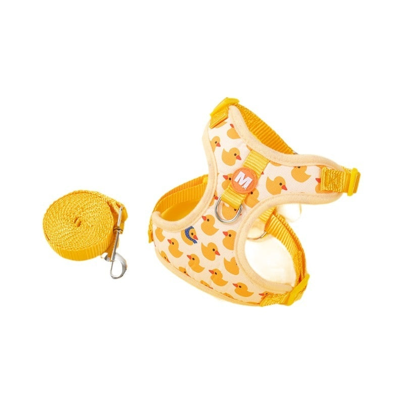 KFX-0230973 Pet Chest and Back Leash with Traction Rope - Available in Duck and Elephant Colors, Sizes S and M