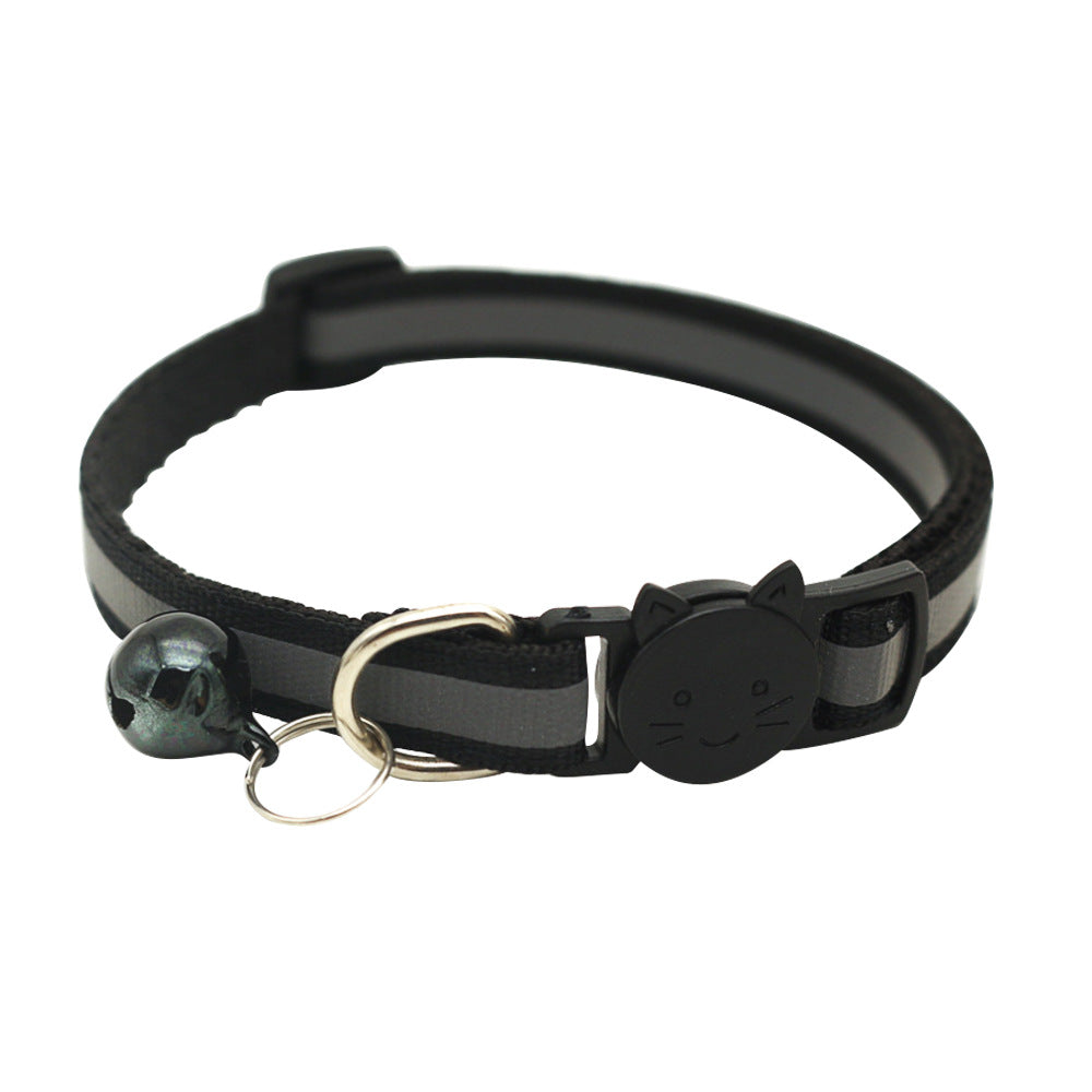 KFX-0232381 Reflective Polyester Cat Collar with Colorful Bell – Adjustable 19-32cm