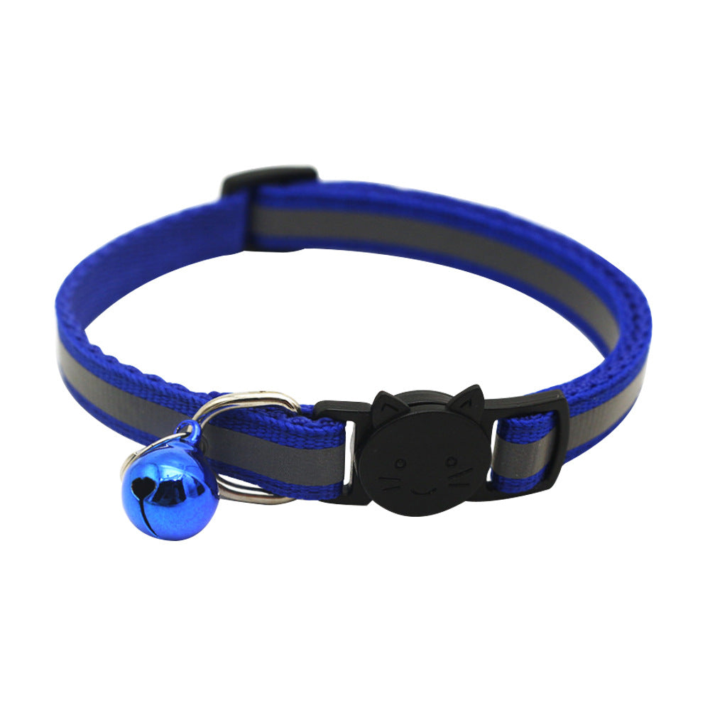 KFX-0232381 Reflective Polyester Cat Collar with Colorful Bell – Adjustable 19-32cm