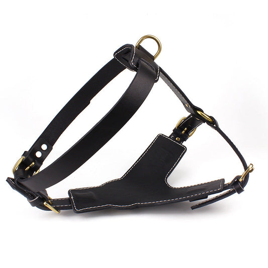 KFX-0233661 Black Leather Chest Strap for Medium to Large Dogs, Adjustable Fit 49-86cm