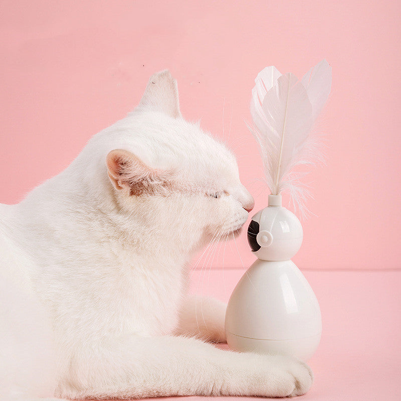 KFX-0235197 Funny Cat Tumbler Toy - Interactive ABS Design with Feather Replacements in Multiple Colors