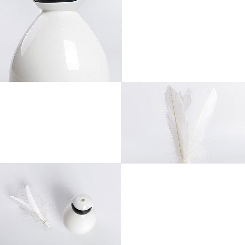 KFX-0235197 Funny Cat Tumbler Toy - Interactive ABS Design with Feather Replacements in Multiple Colors