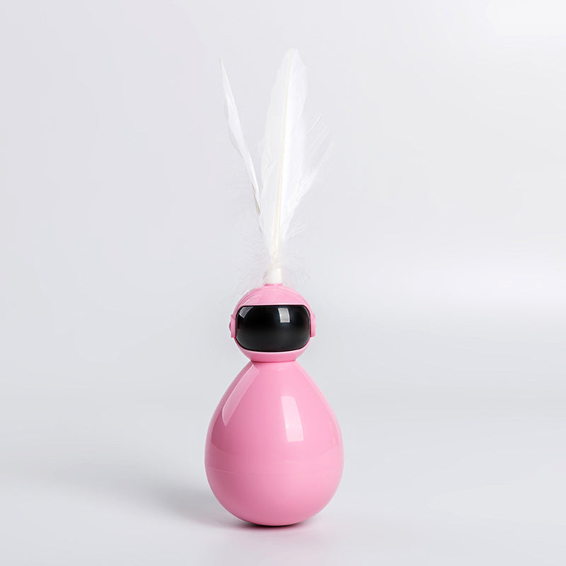 KFX-0235197 Funny Cat Tumbler Toy - Interactive ABS Design with Feather Replacements in Multiple Colors